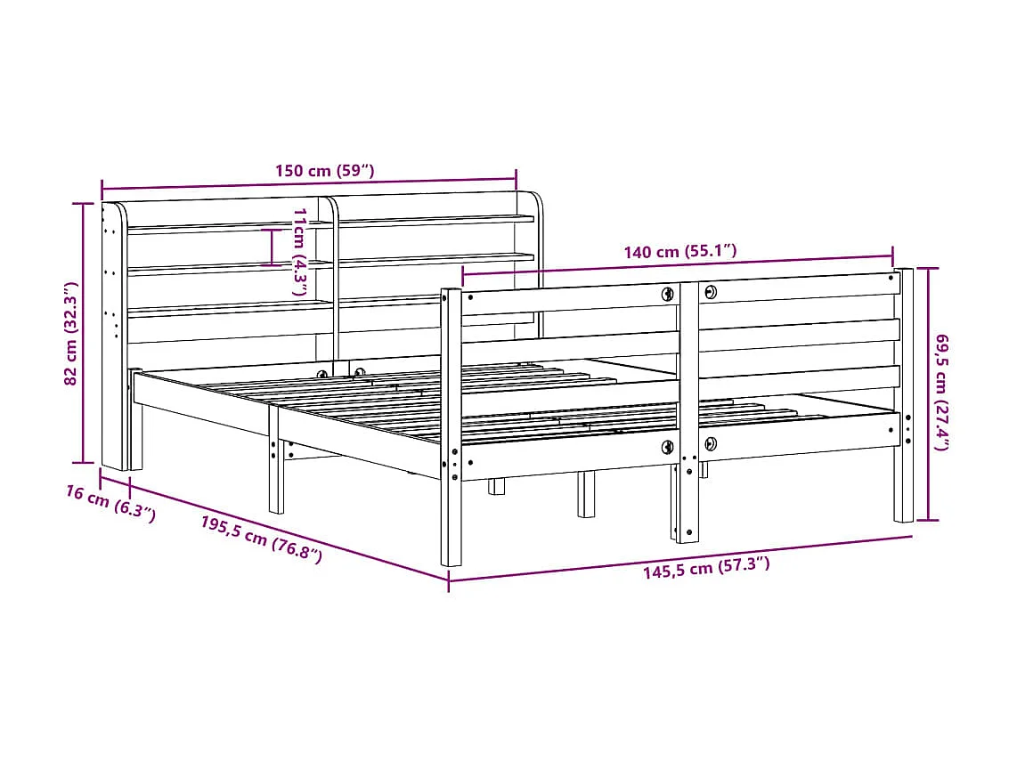 Bettgestell Grau Sonoma 90x190 cm Holzwerkstoff