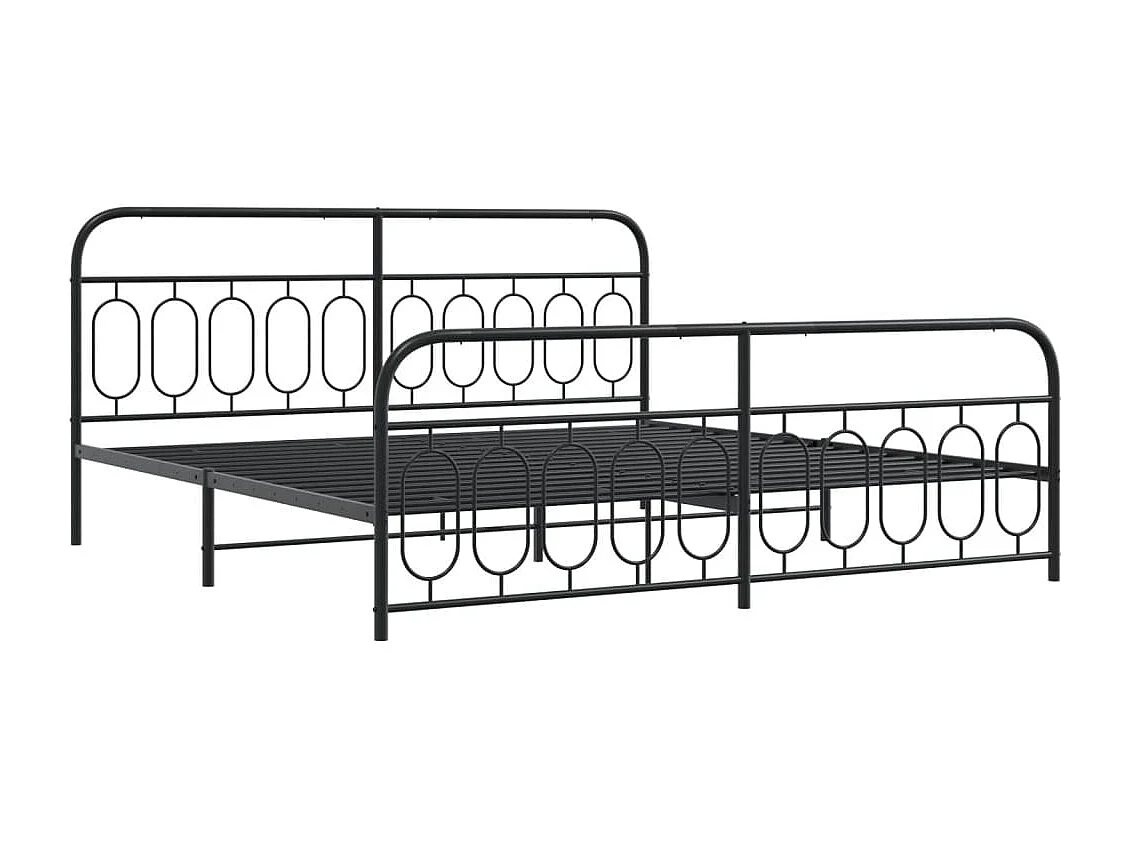 Bettgestell mit Kopf- und Fußteil Metall Schwarz 200x200 cm