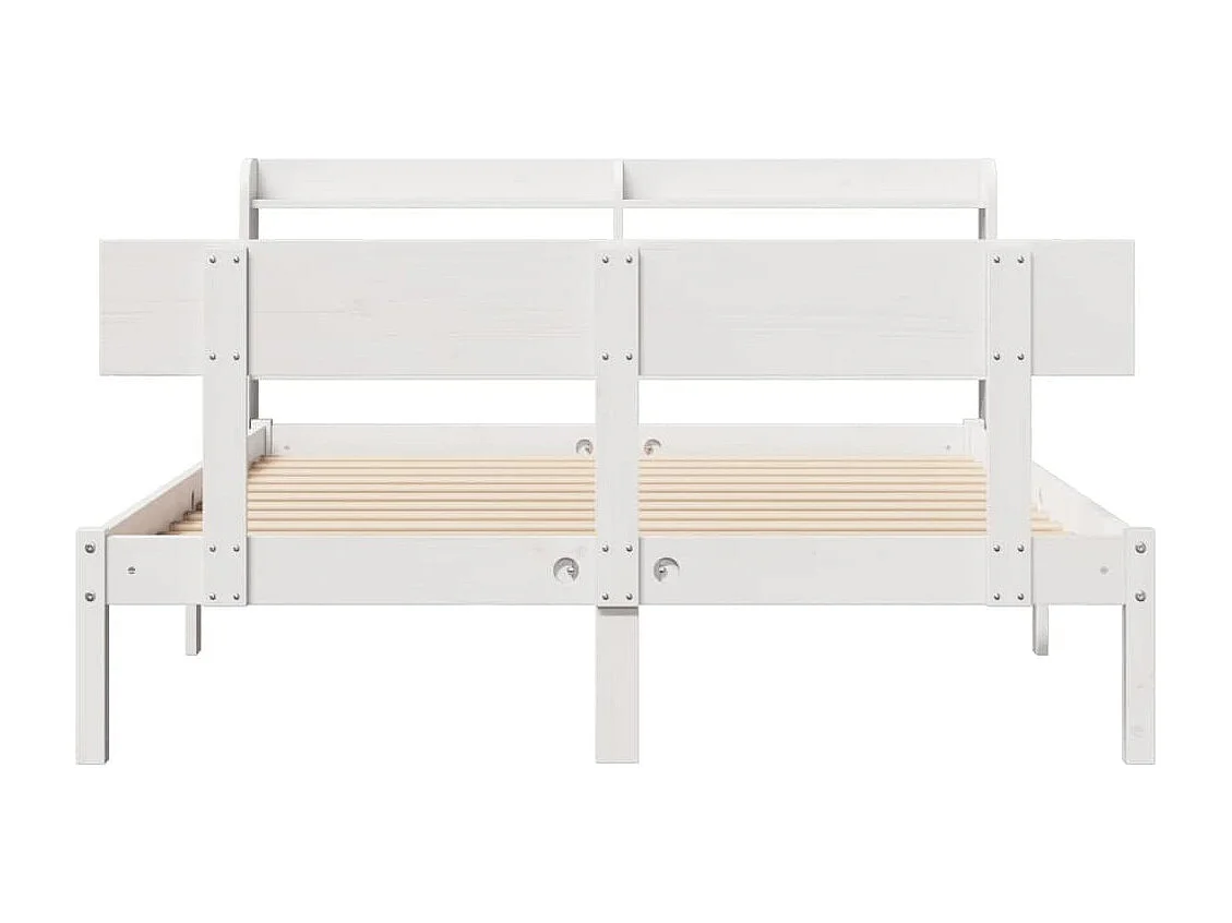 Cama sem colchão 140x200 cm madeira de pinho maciça branco