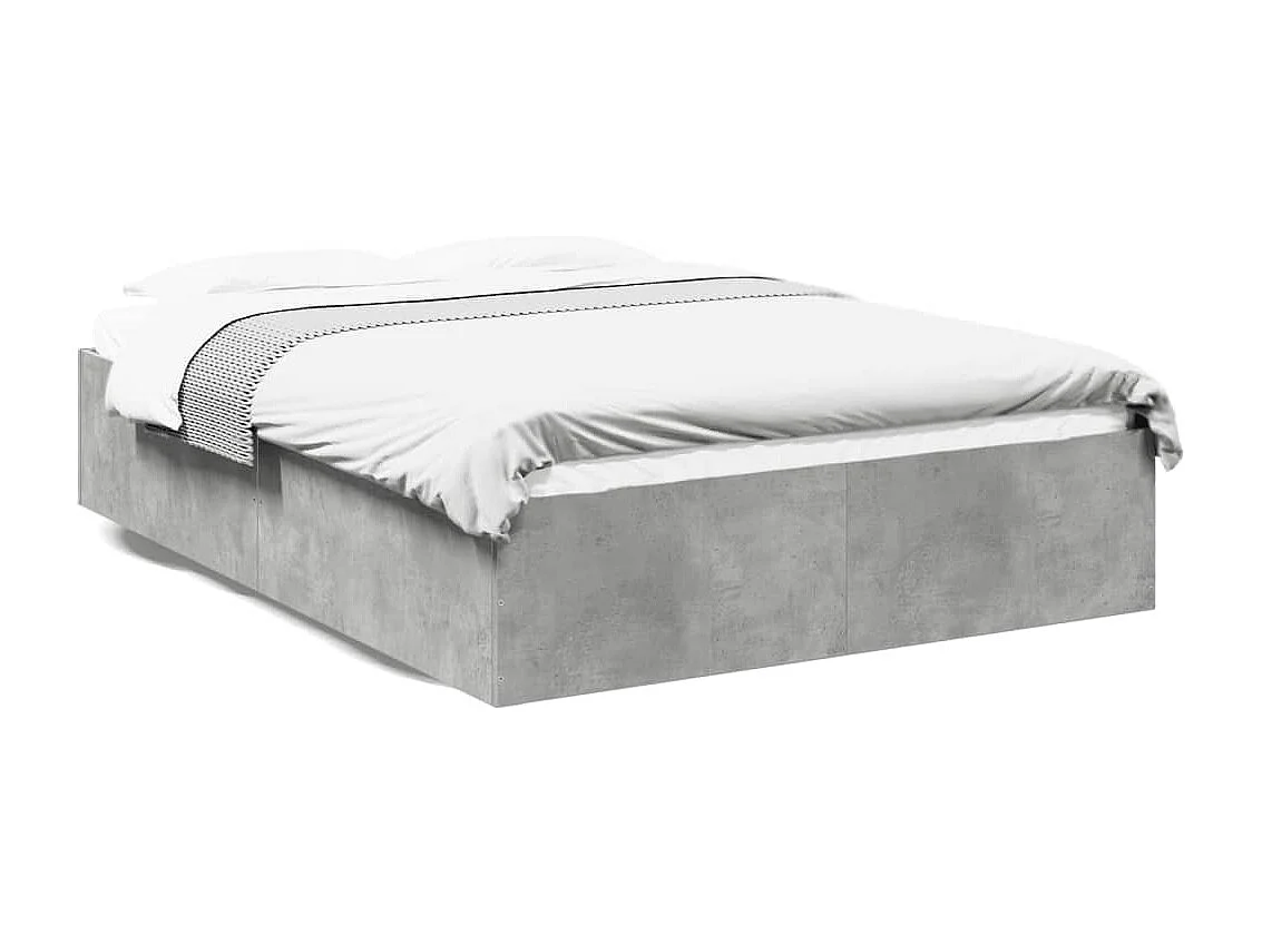 Cadre de lit sans matelas gris béton 135x190 cm