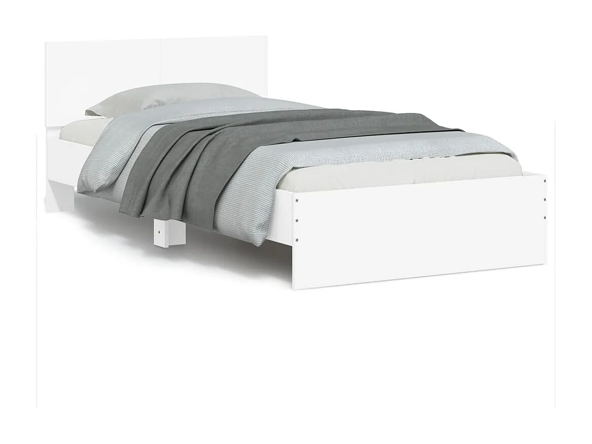 Cadre de lit sans matelas avec tête de lit blanc 100x200 cm