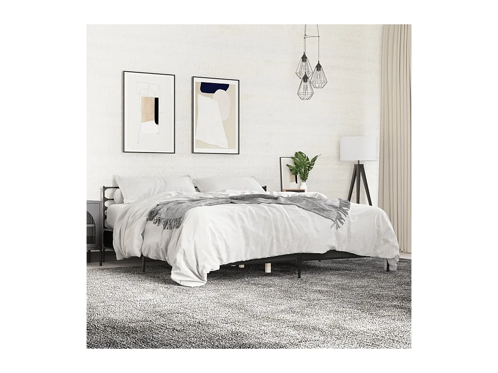 Cadre de lit sans matelas noir 180x200 cm