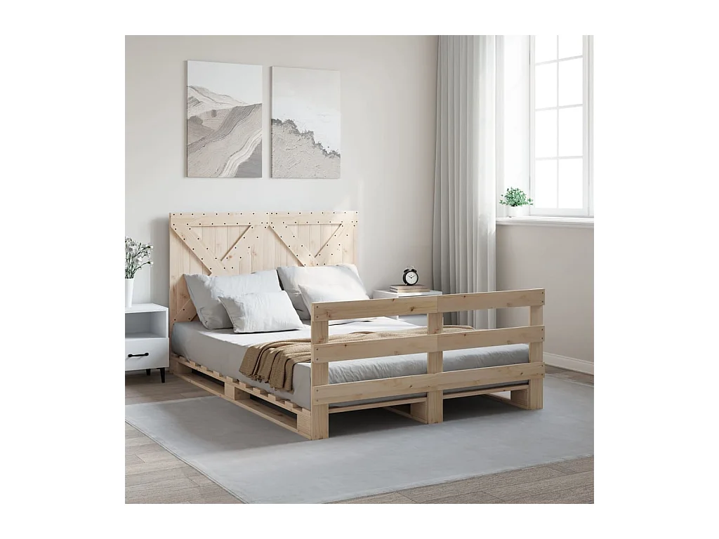 Cadre de lit sans matelas avec tête de lit bois massif