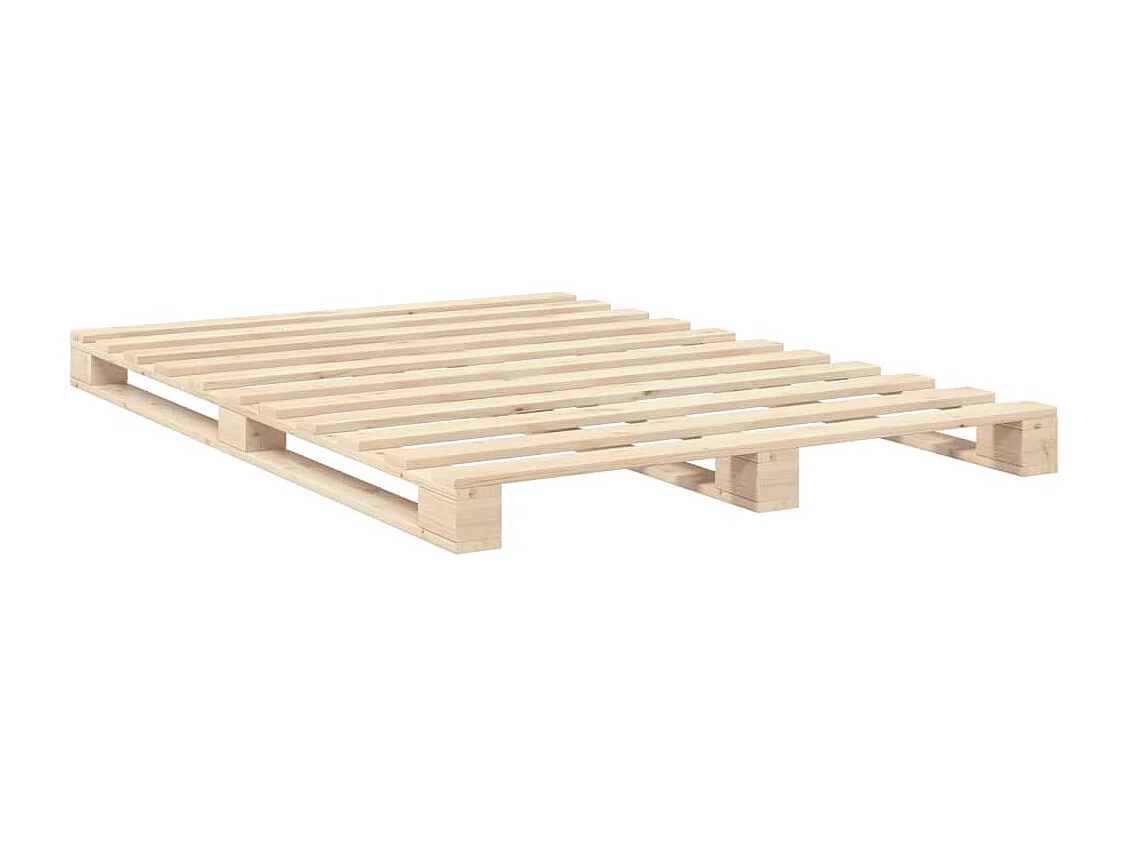 Bedframe met hoofdbord massief grenenhout wit 140x200 cm