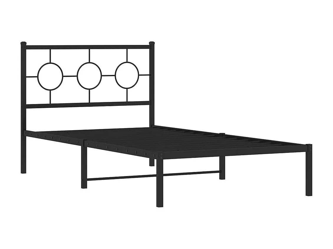 Giroletto con Testiera in Metallo Nero 100x190 cm