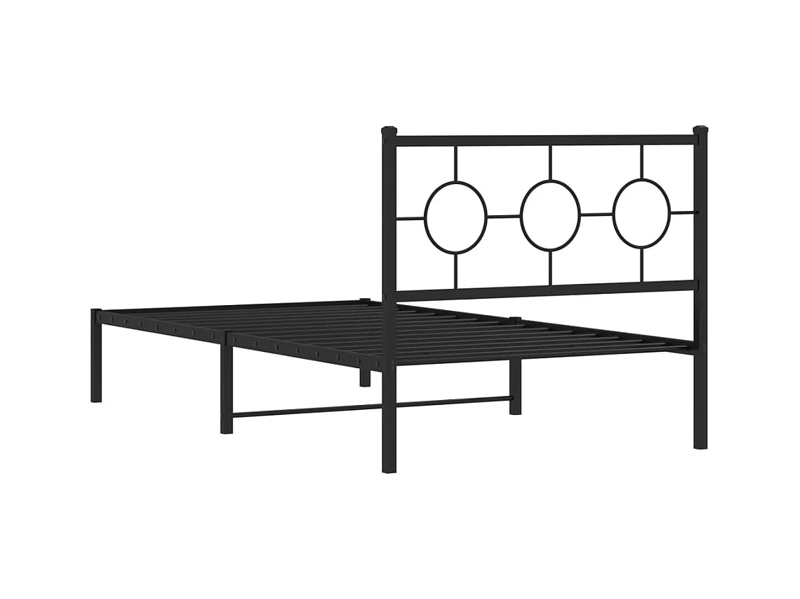 Cadre de lit métal sans matelas avec tête de lit noir 100x190cm