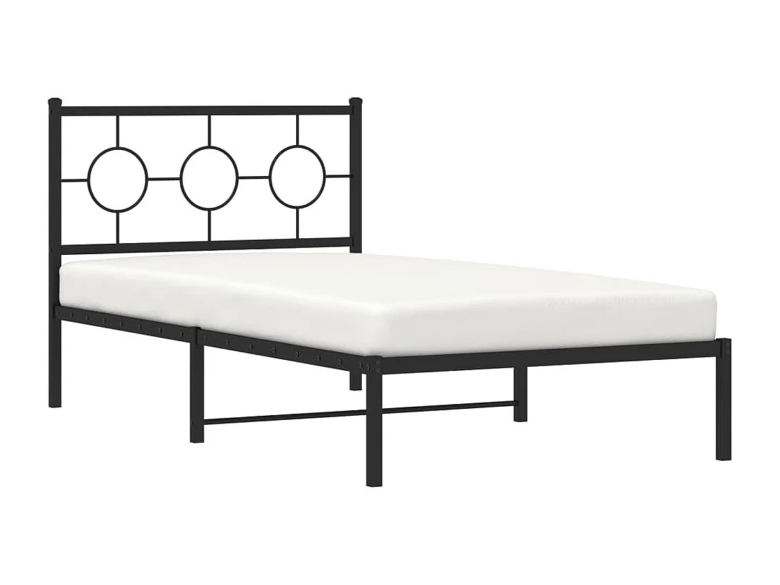 Cadre de lit métal sans matelas avec tête de lit noir 100x190cm
