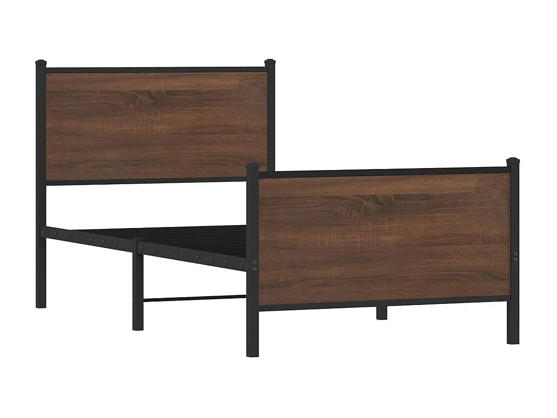 Cadre de lit en métal sans matelas chêne marron 90x190 cm