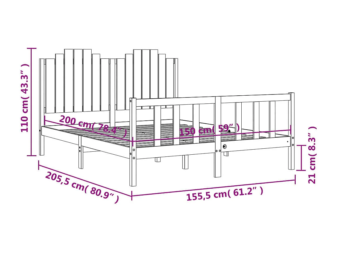 Cadre de lit en métal sans matelas chêne marron 90x190 cm
