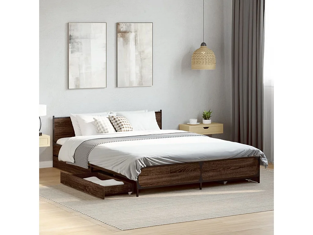 Bettgestell mit Schubladen Braun Eichen-Optik 120x190 cm