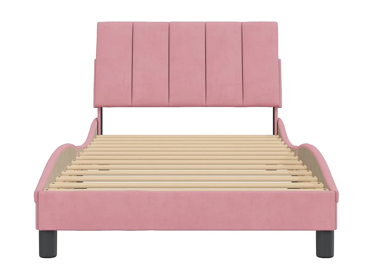 Cadre de lit sans matelas rose 100x200 cm velours