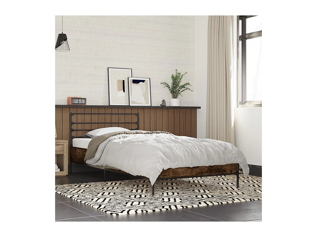 Cadre de lit sans matelas chêne fumé 75x190 cm