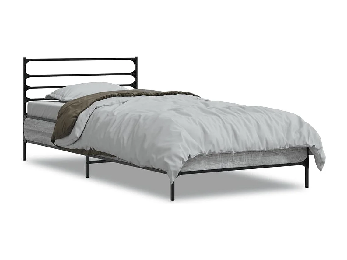 Cadre de lit sans matelas sonoma gris 75x190 cm