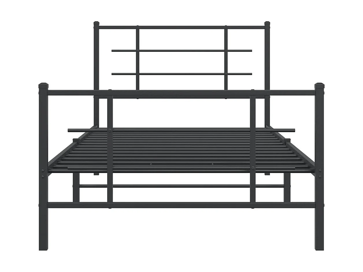 Cadre de lit métal sans matelas avec pied de lit noir 100x190cm