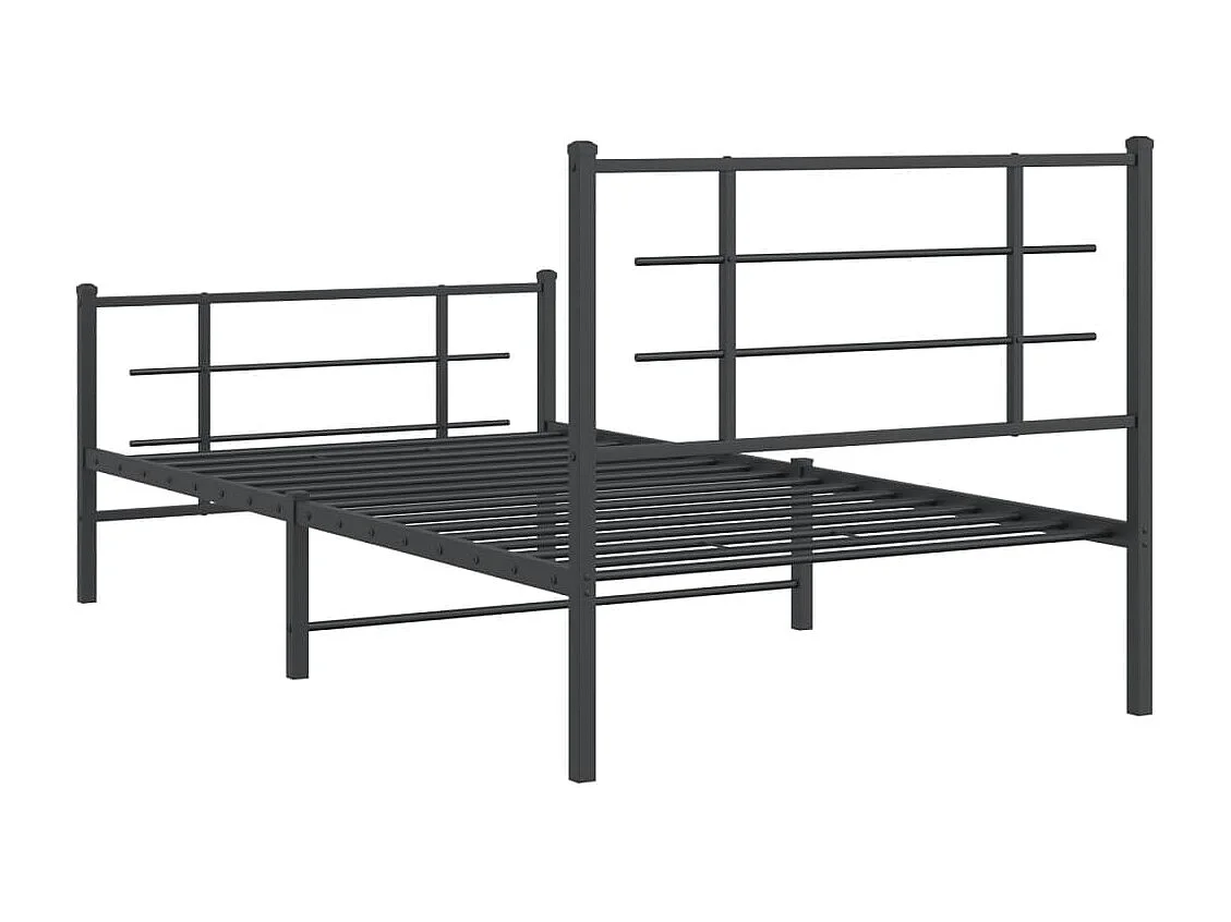 Cadre de lit métal sans matelas avec pied de lit noir 100x190cm