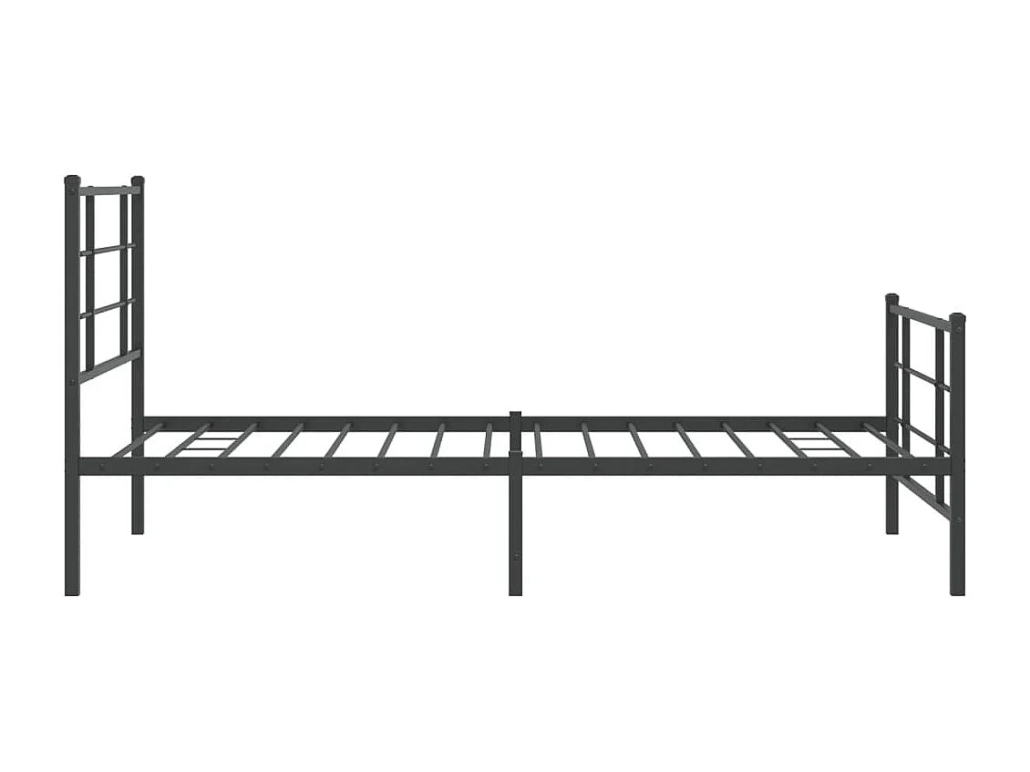Cadre de lit métal sans matelas avec pied de lit noir 100x190cm
