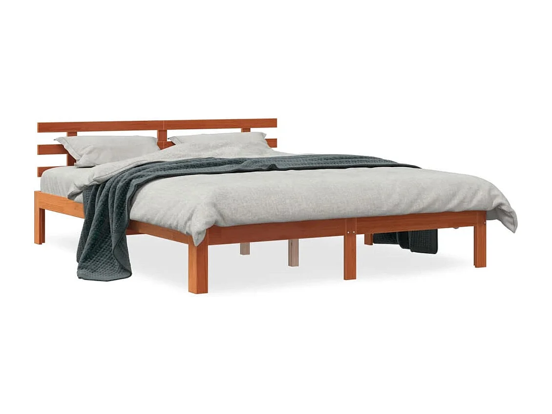 Bedframe zonder matras massief grenenhout wasbruin 150x200 cm