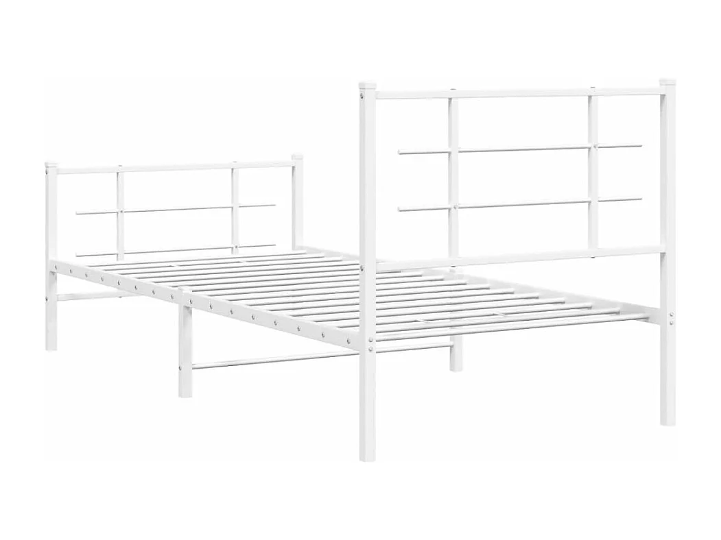 Giroletto con Testiera e Pediera Metallo Bianco 90x200 cm