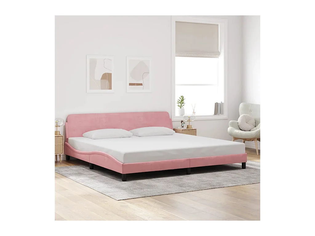 Bettgestell mit Kopfteil Rosa 200x200 cm Samt