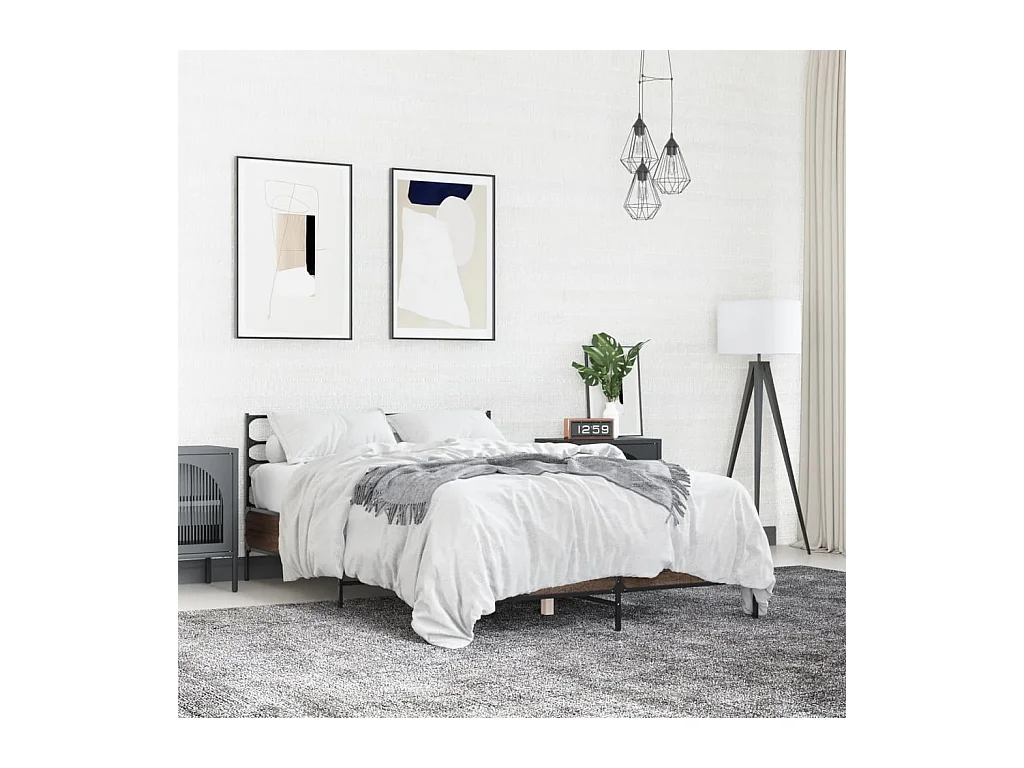 Cadre de lit sans matelas chêne marron 140x190 cm