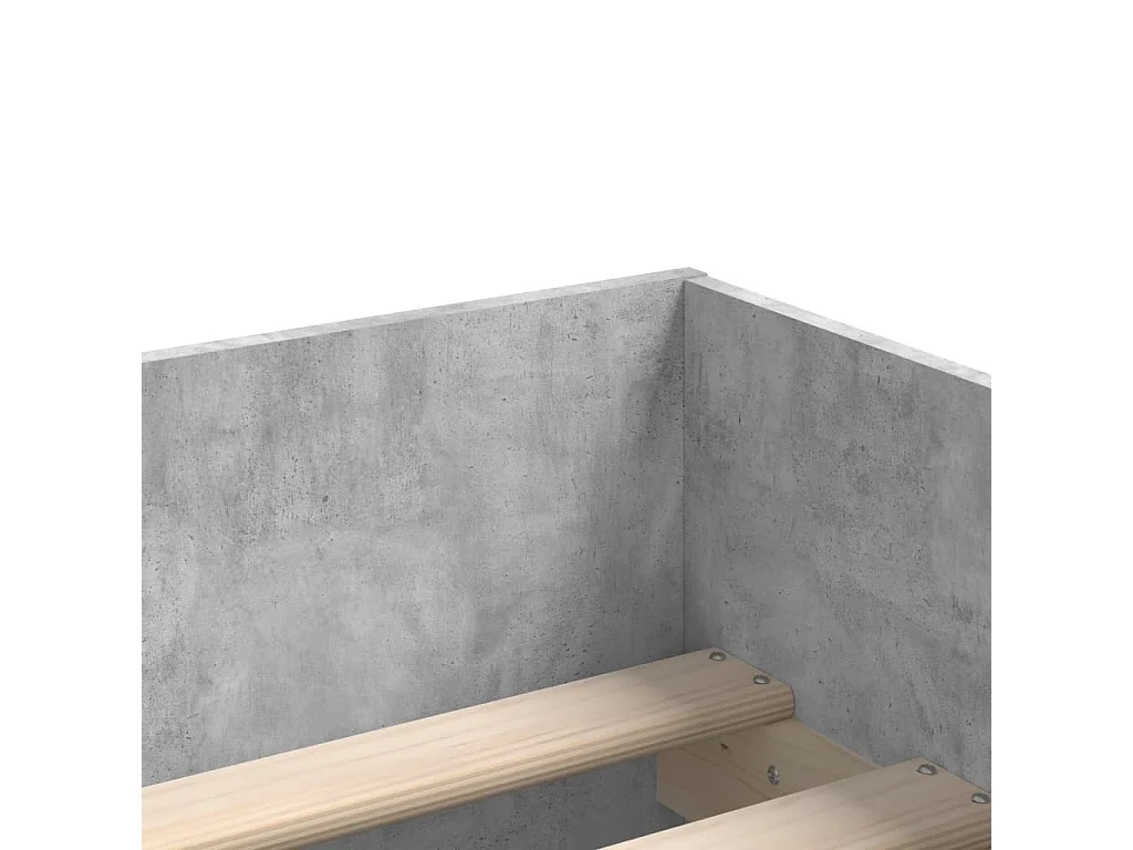 Cadre de lit avec tiroirs sans matelas gris béton 90x200 cm