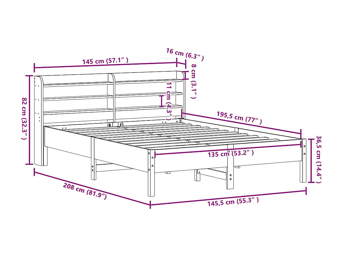 Cadre de lit avec tiroirs sans matelas gris béton 90x200 cm