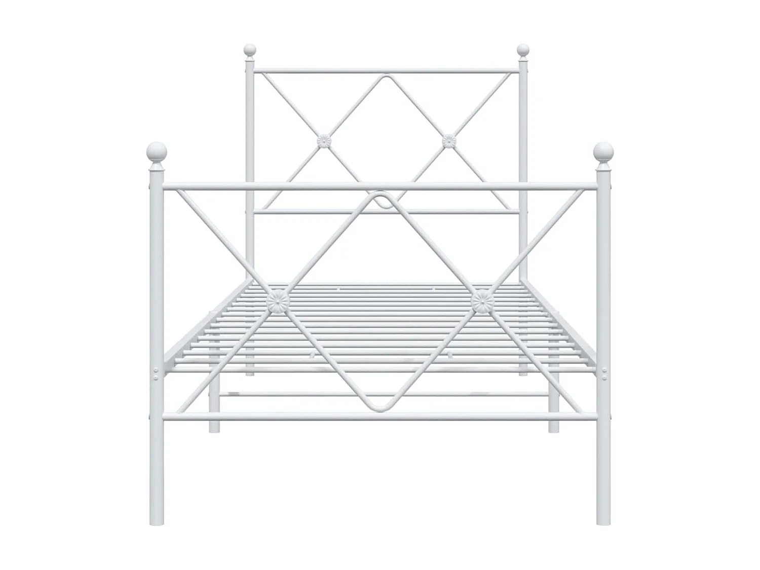 Cadre de lit métal sans matelas avec pied de lit blanc 75x190cm
