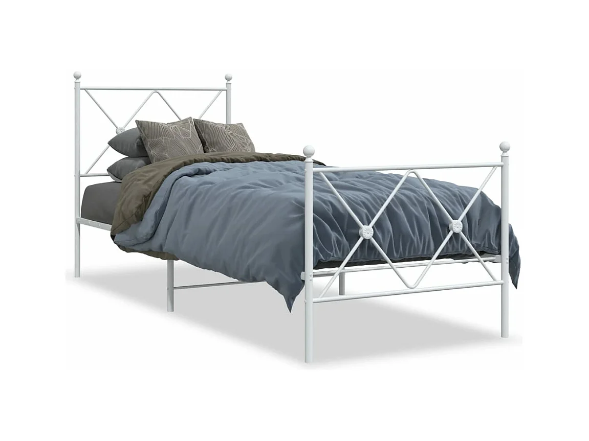 Bedframe met hoofd- en voeteneinde metaal wit 75x190 cm