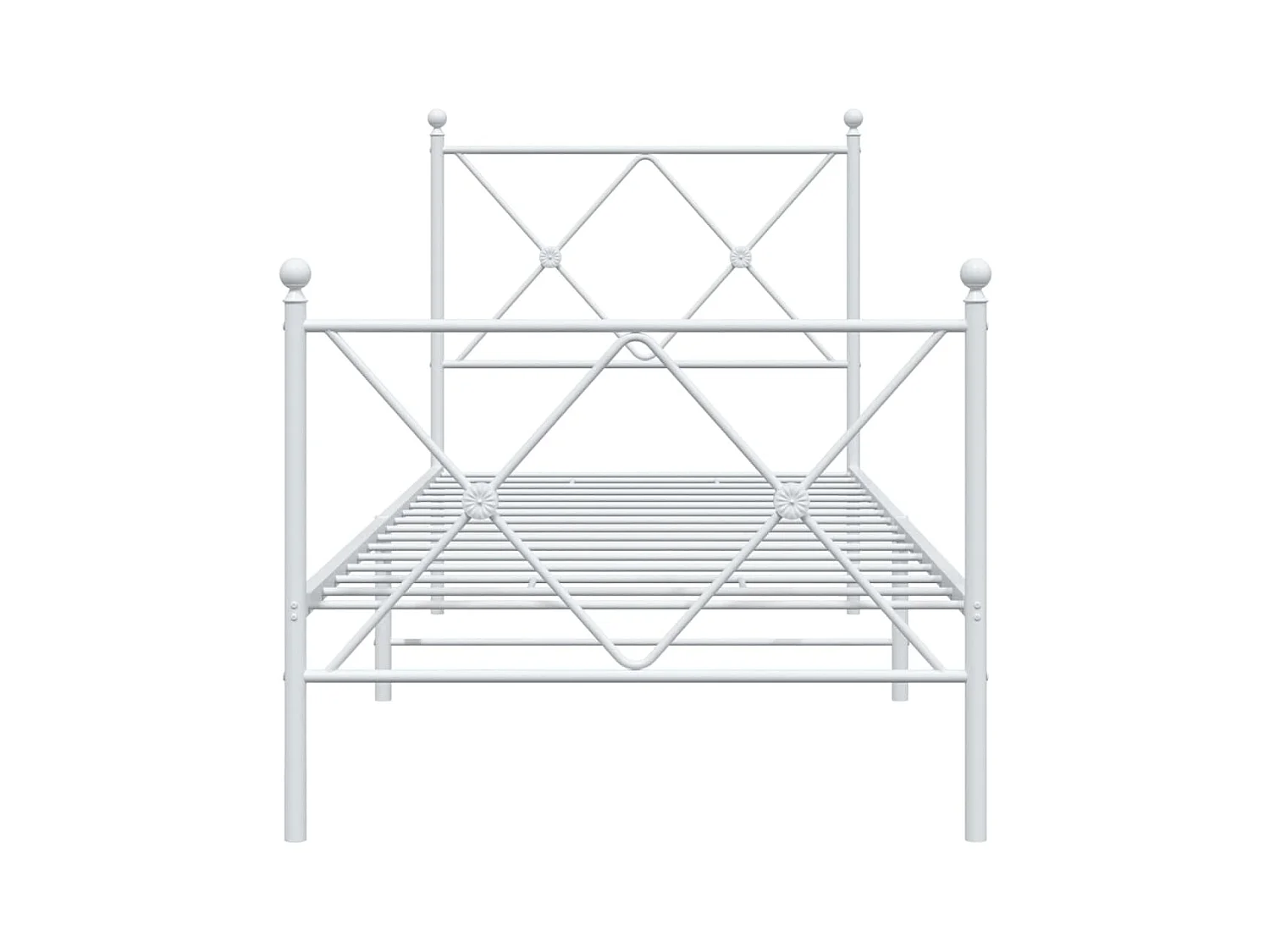 Bedframe met hoofd- en voeteneinde metaal wit 75x190 cm
