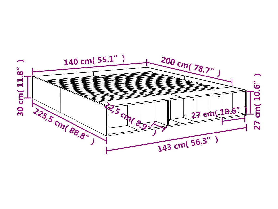 Cadre de lit sans matelas chêne marron 100x200 cm