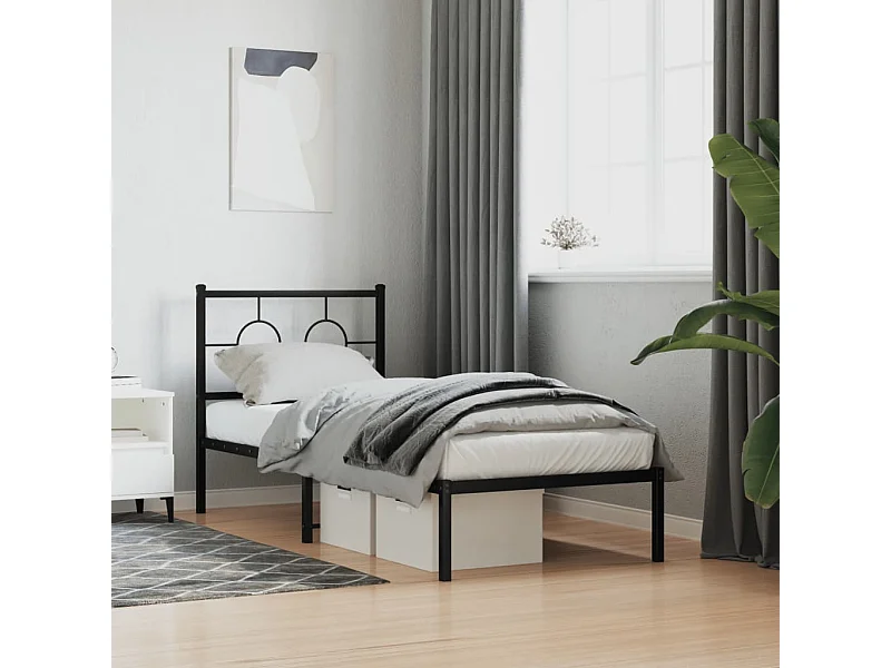 Giroletto con Testiera in Metallo Nero 75x190 cm