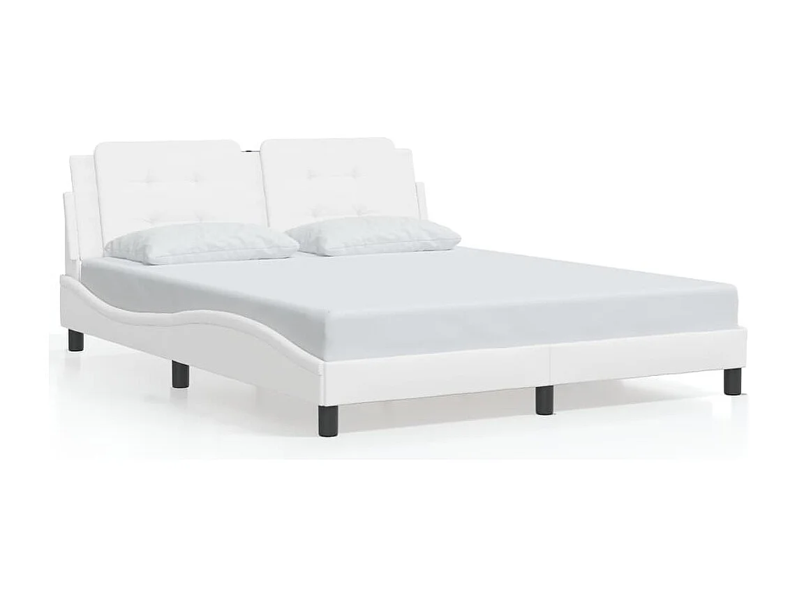 Cadre de lit sans matelas blanc 160x200 cm similicuir