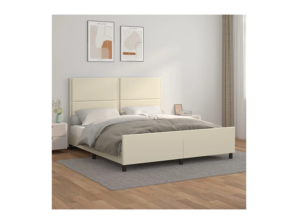 Giroletto con Testiera Crema 160x200 cm in Similpelle