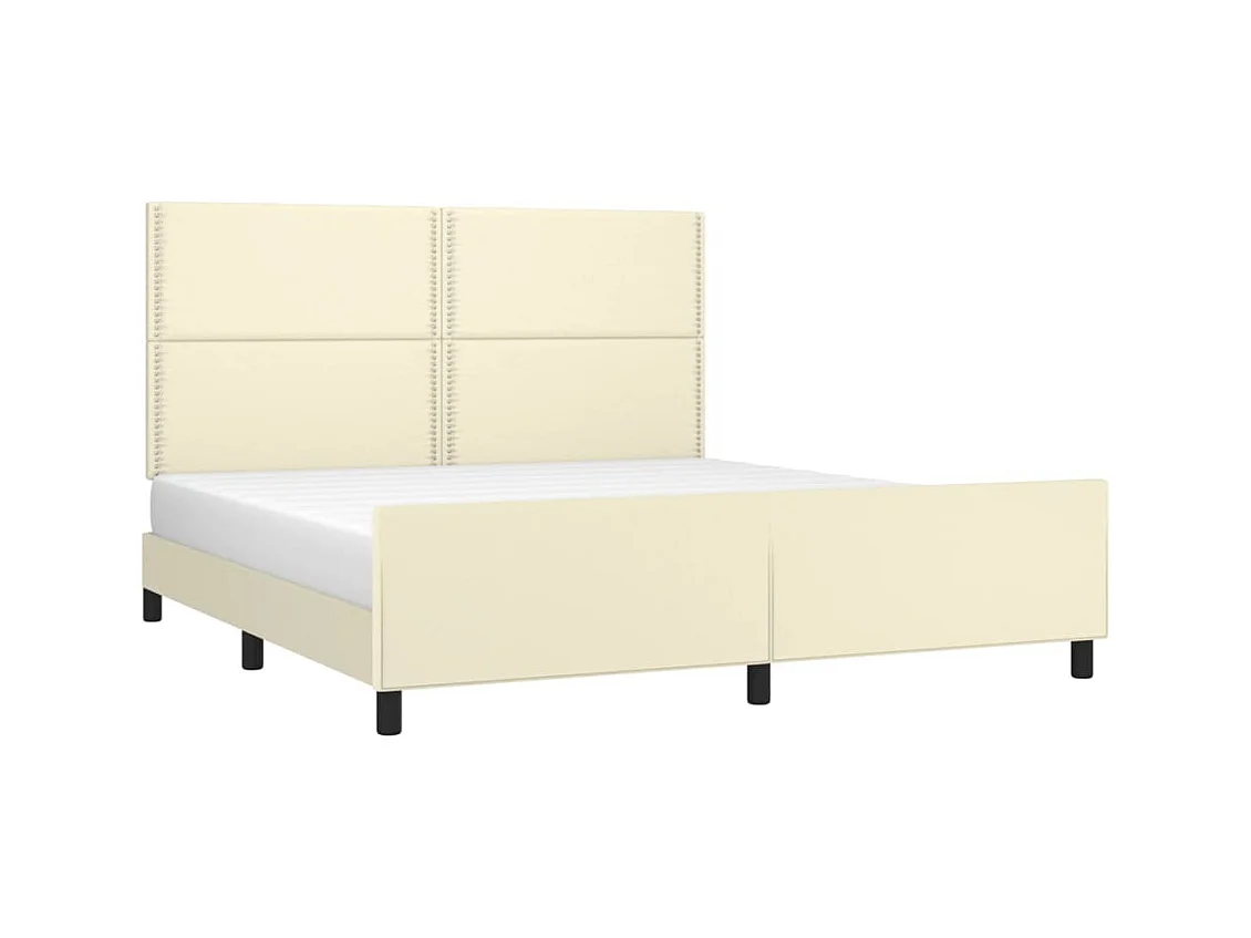Giroletto con Testiera Crema 160x200 cm in Similpelle