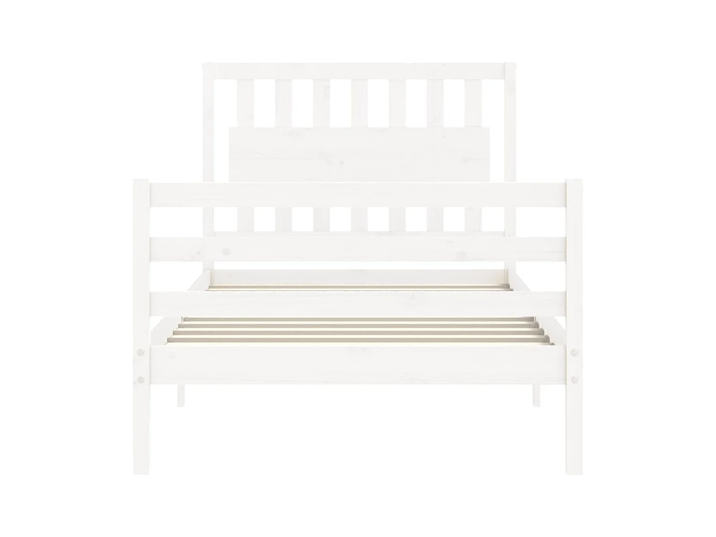 Bedframe met hoofdbord massief hout wit 100x200 cm