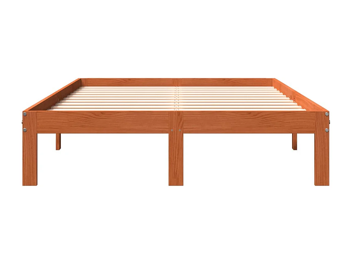 Cadre de lit sans matelas cire marron 140x200cm bois pin massif