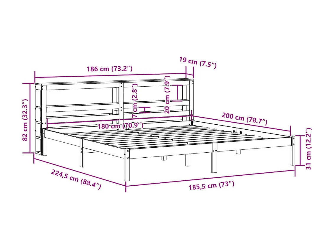 Estructura de cama sin colchón madera maciza marrón 75x190 cm
