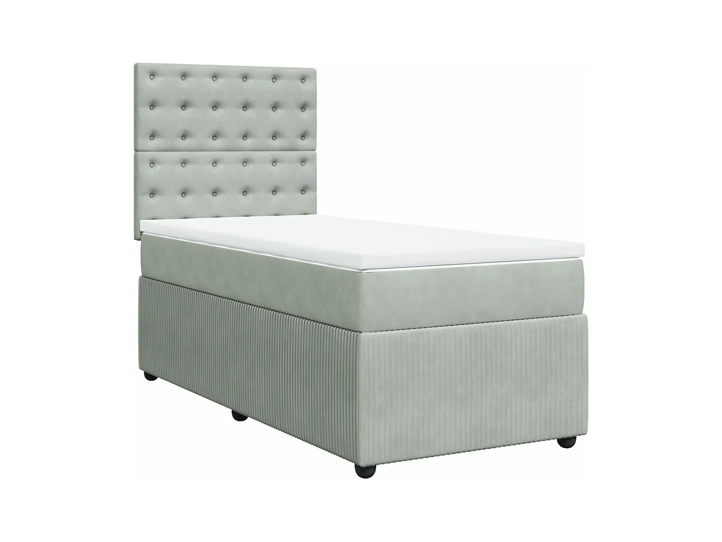 Boxspringbett mit Matratze Hellgrau 90x190 cm Samt