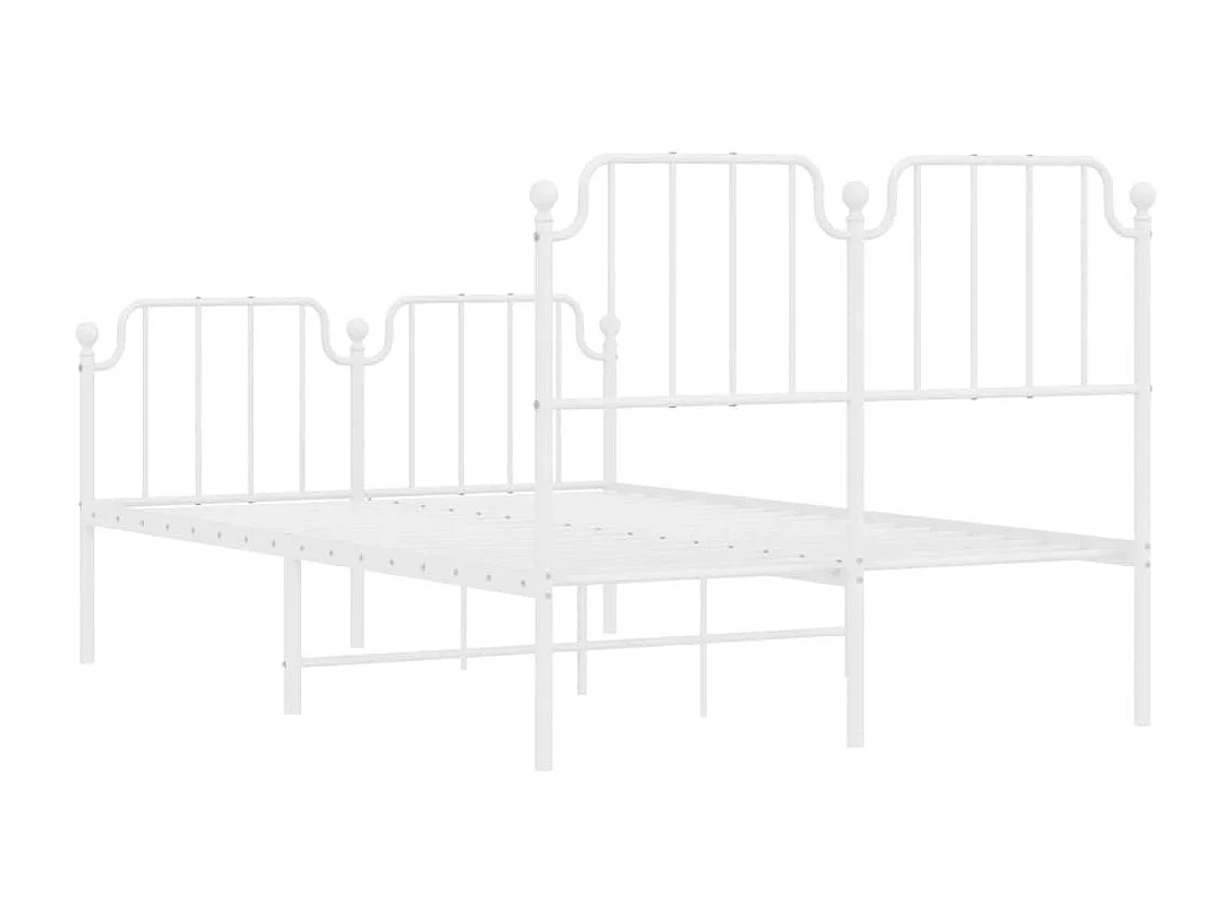 Giroletto con Testiera e Pediera Metallo Bianco 120x190 cm