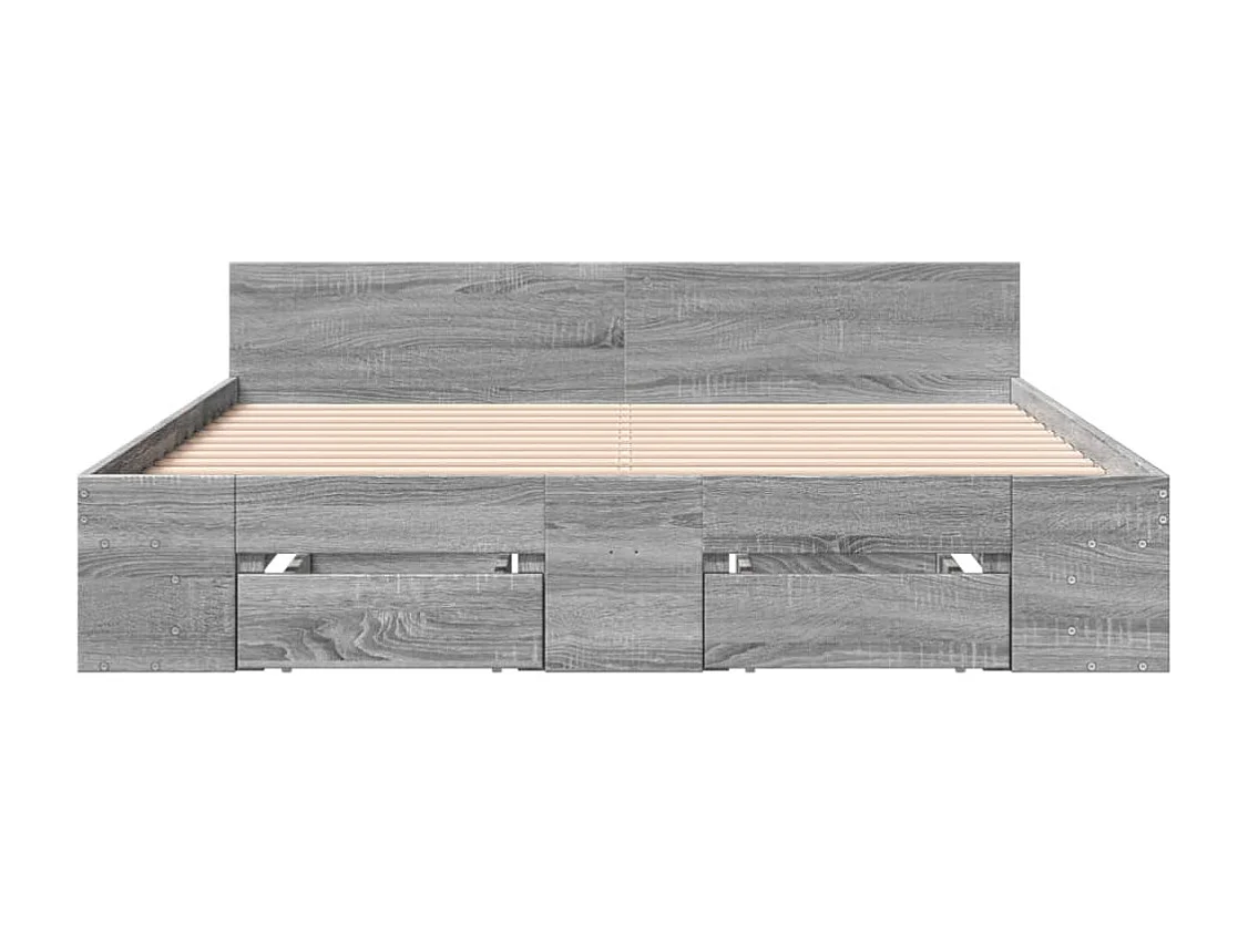 Cadre de lit avec tiroirs sans matelas sonoma gris 140x200 cm