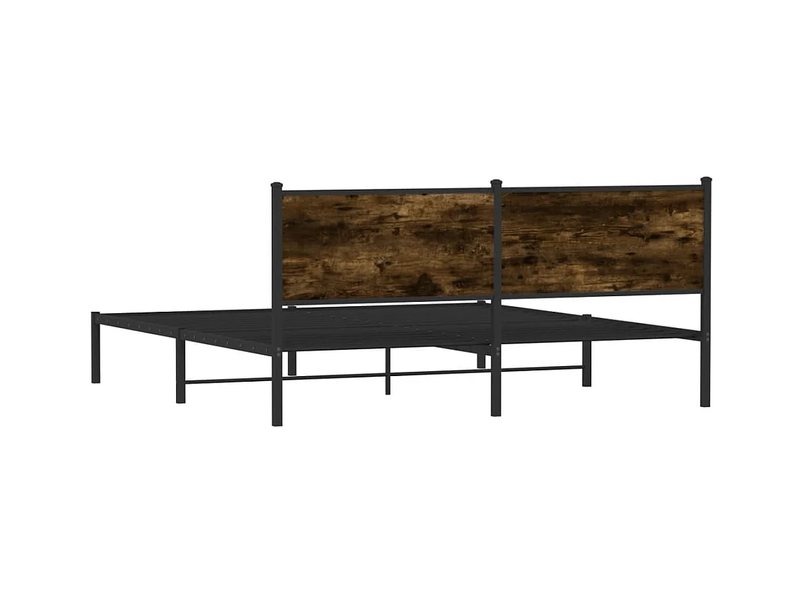 Cadre de lit en métal sans matelas chêne fumé 160x200 cm