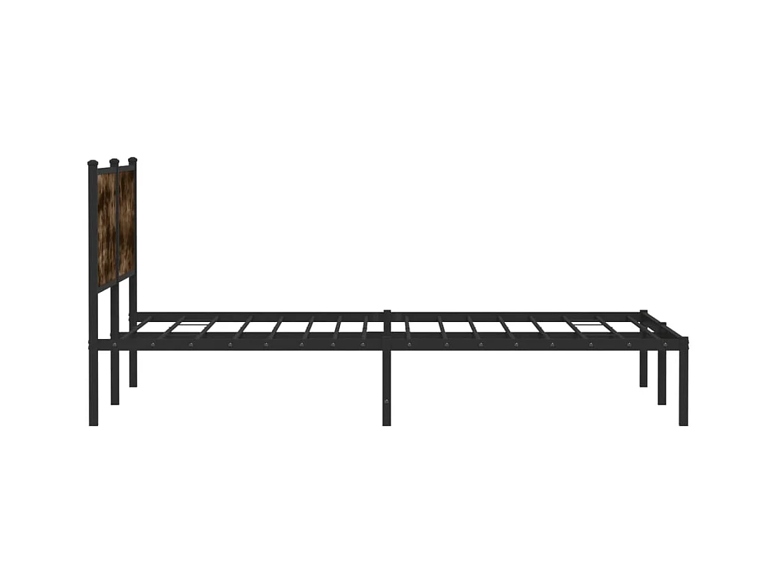 Cadre de lit en métal sans matelas chêne fumé 160x200 cm
