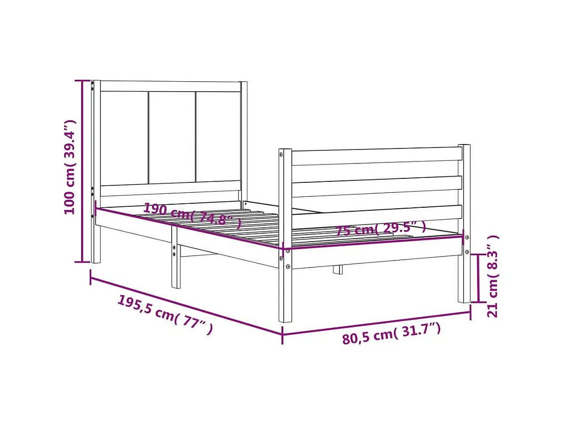 Cadre de lit en métal sans matelas chêne fumé 160x200 cm