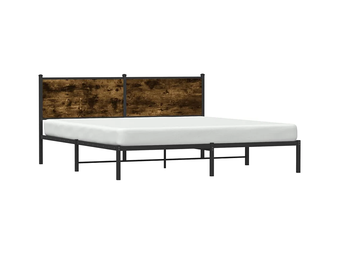 Cadre de lit en métal sans matelas chêne fumé 160x200 cm