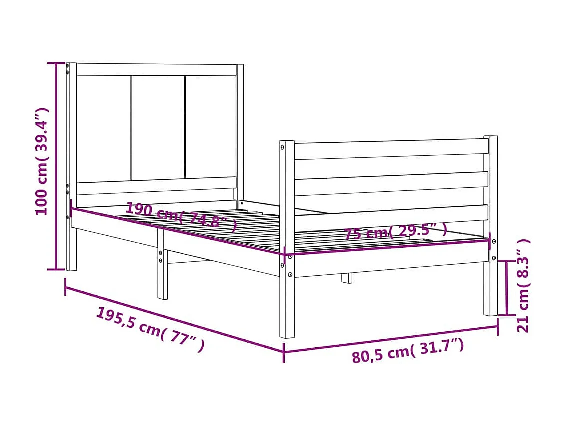 Cadre de lit en métal sans matelas chêne fumé 160x200 cm