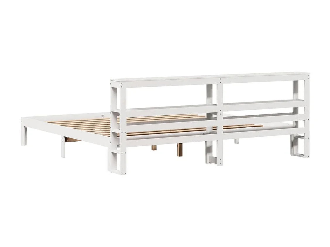 Cadre de lit avec tête de lit sans matelas blanc 200x200 cm