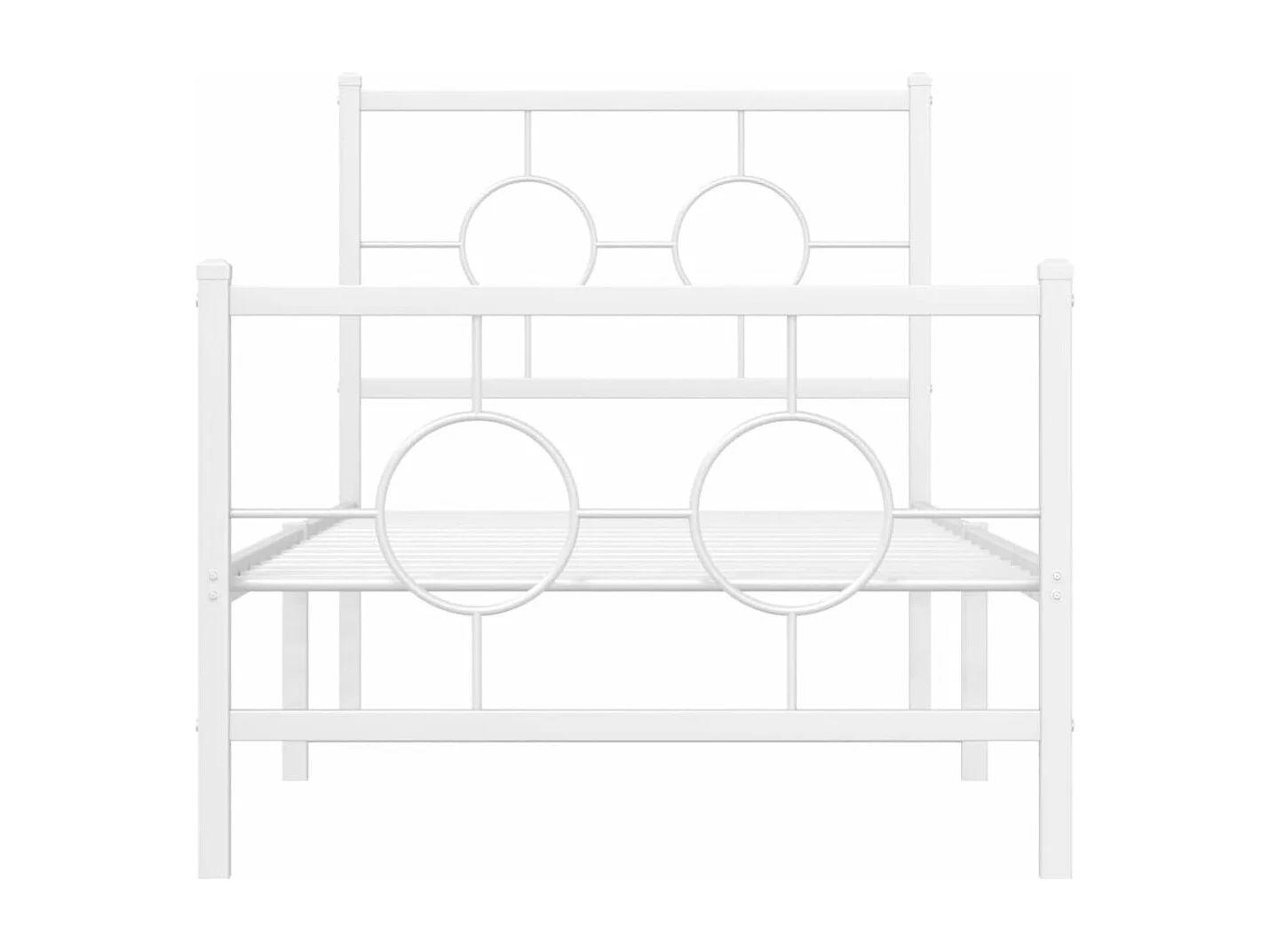 Cadre de lit métal sans matelas avec pied de lit blanc 75x190cm
