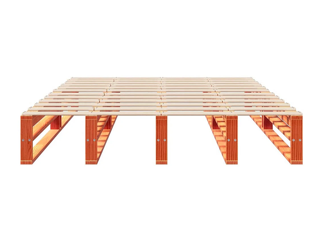 Cadre de lit sans matelas cire marron 140x190cm bois pin massif