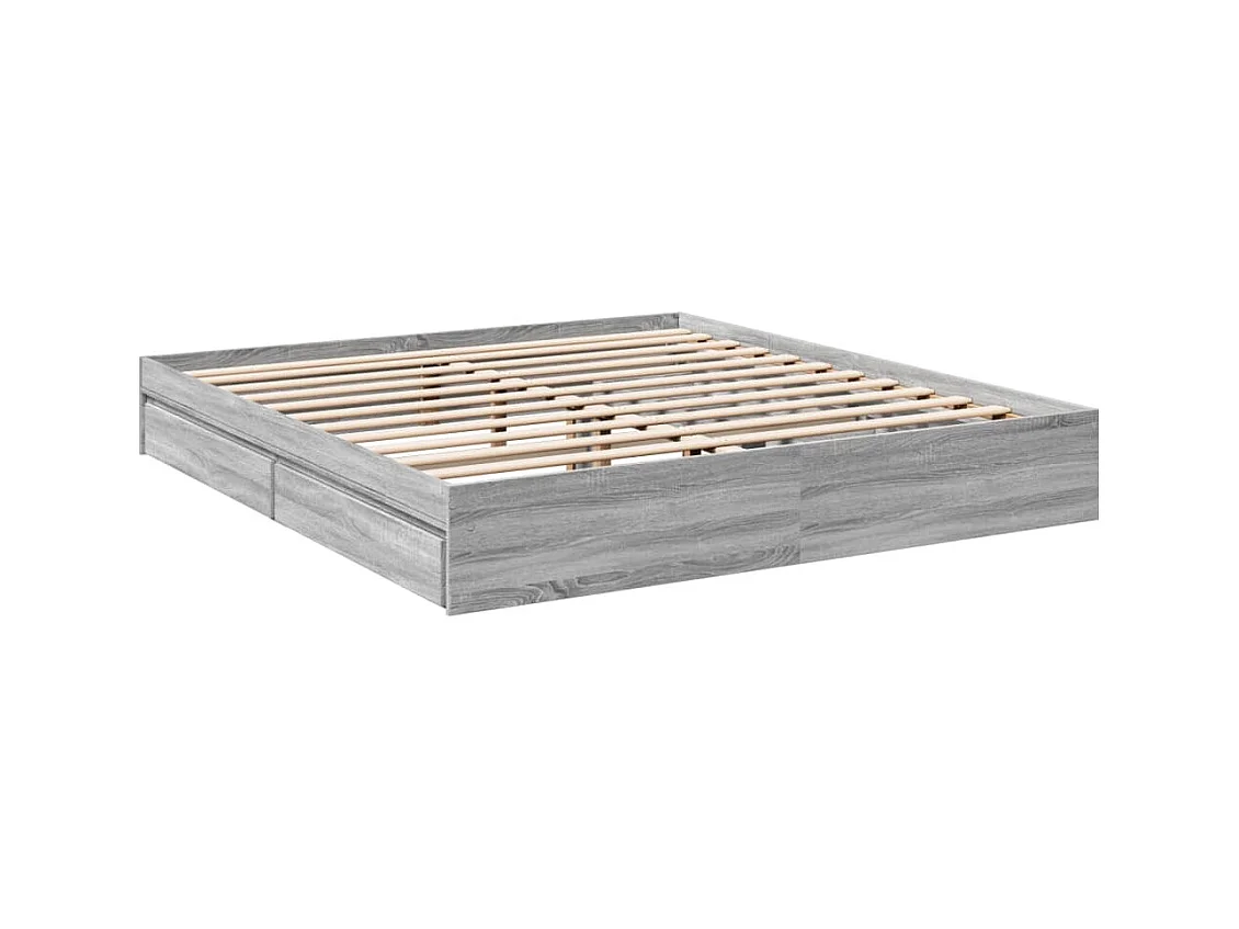 Giroletto Cassetti Grigio Sonoma 180x200 cm Legno Multistrato