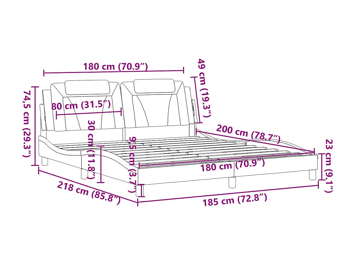 Cadre de lit sans matelas marron 180x200 cm similicuir